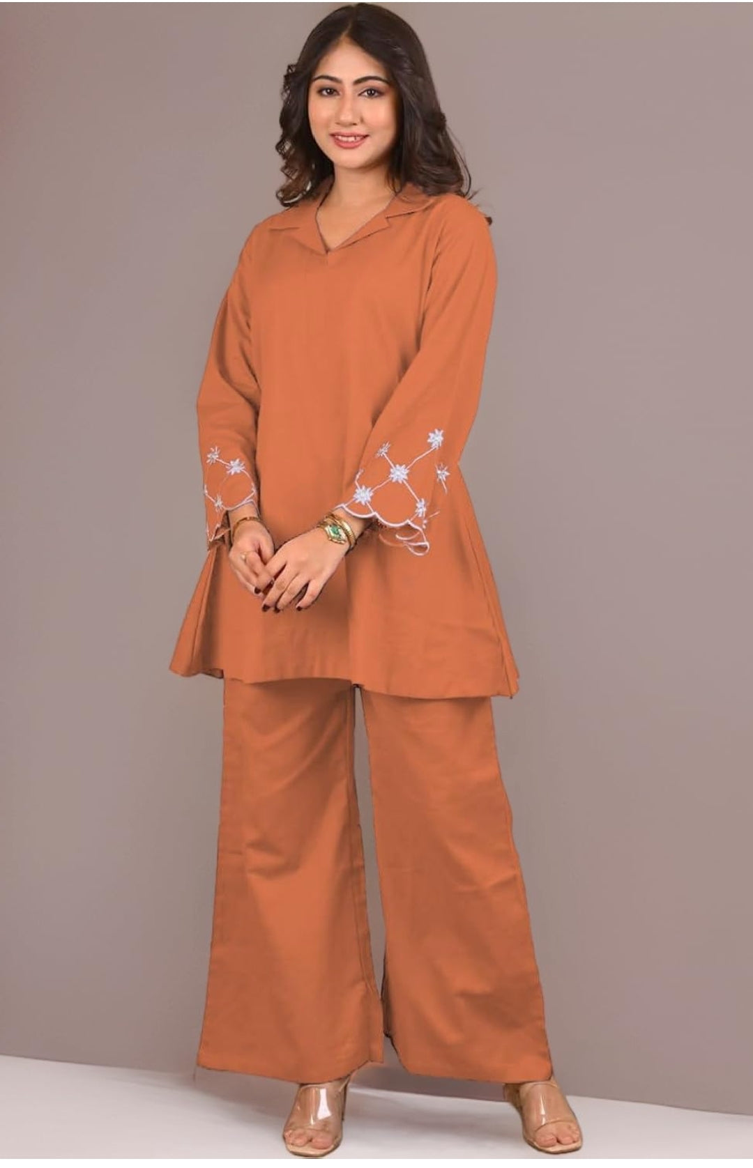 Women's Cotton Blend Co-ord Set Orange