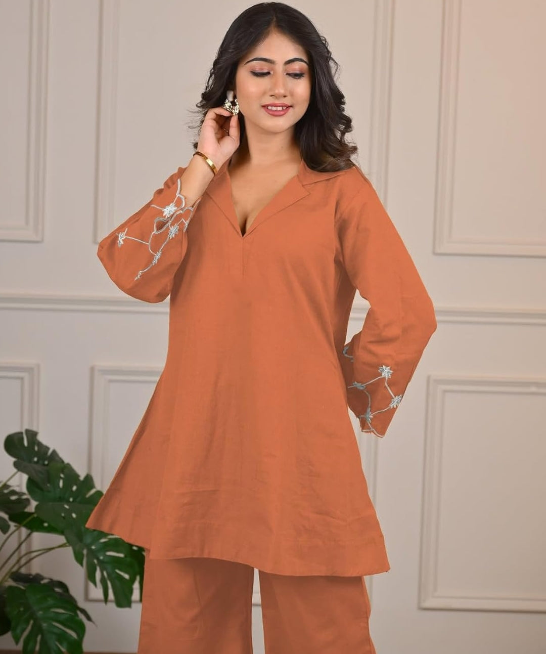 Women's Cotton Blend Co-ord Set Orange