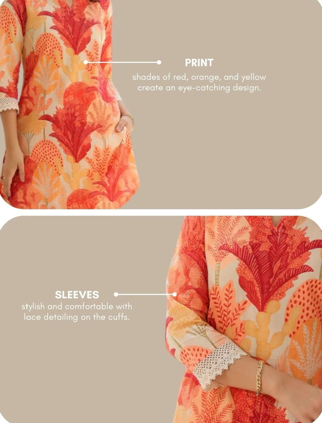 Women's Rayon Printed Co-ord Set Orange