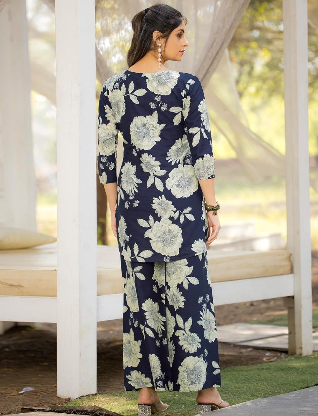 Women's Pure Cotton Printed Co-ord Set Black