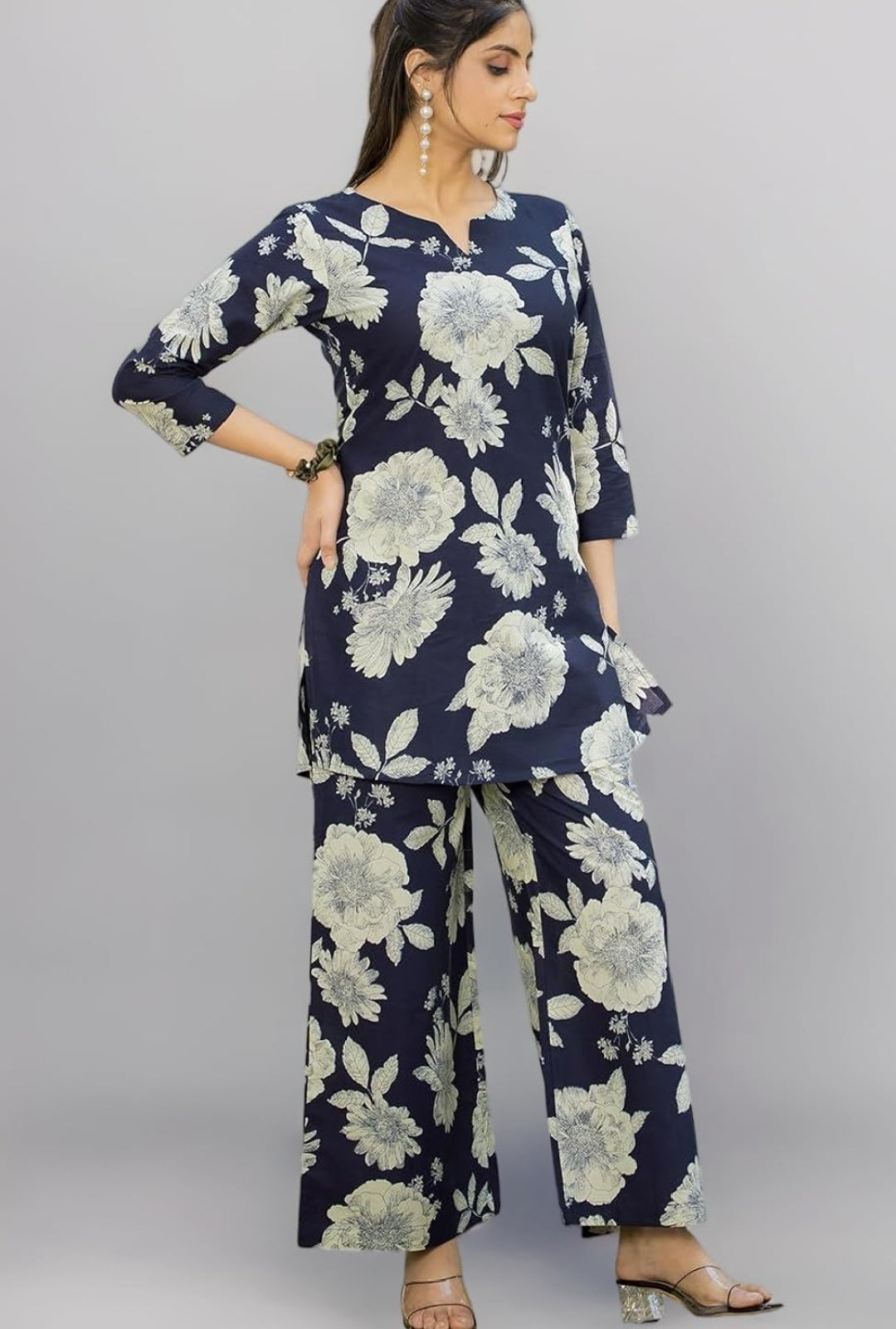 Women's Pure Cotton Printed Co-ord Set Black