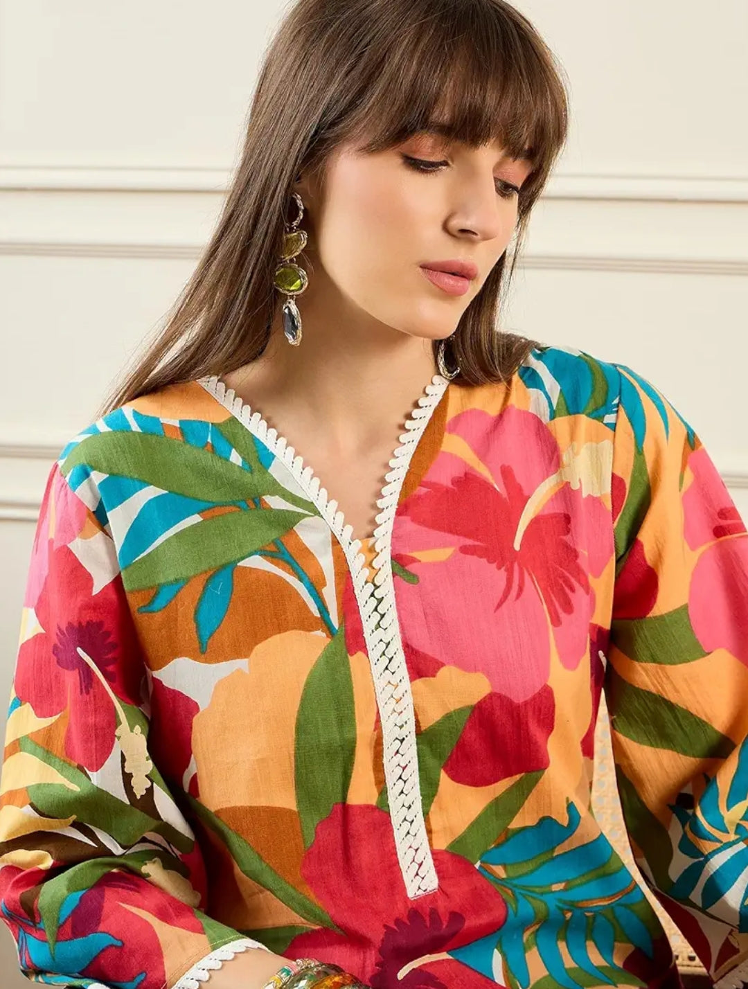 Women's Pure Cotton Printed Co-ord Set Colourful