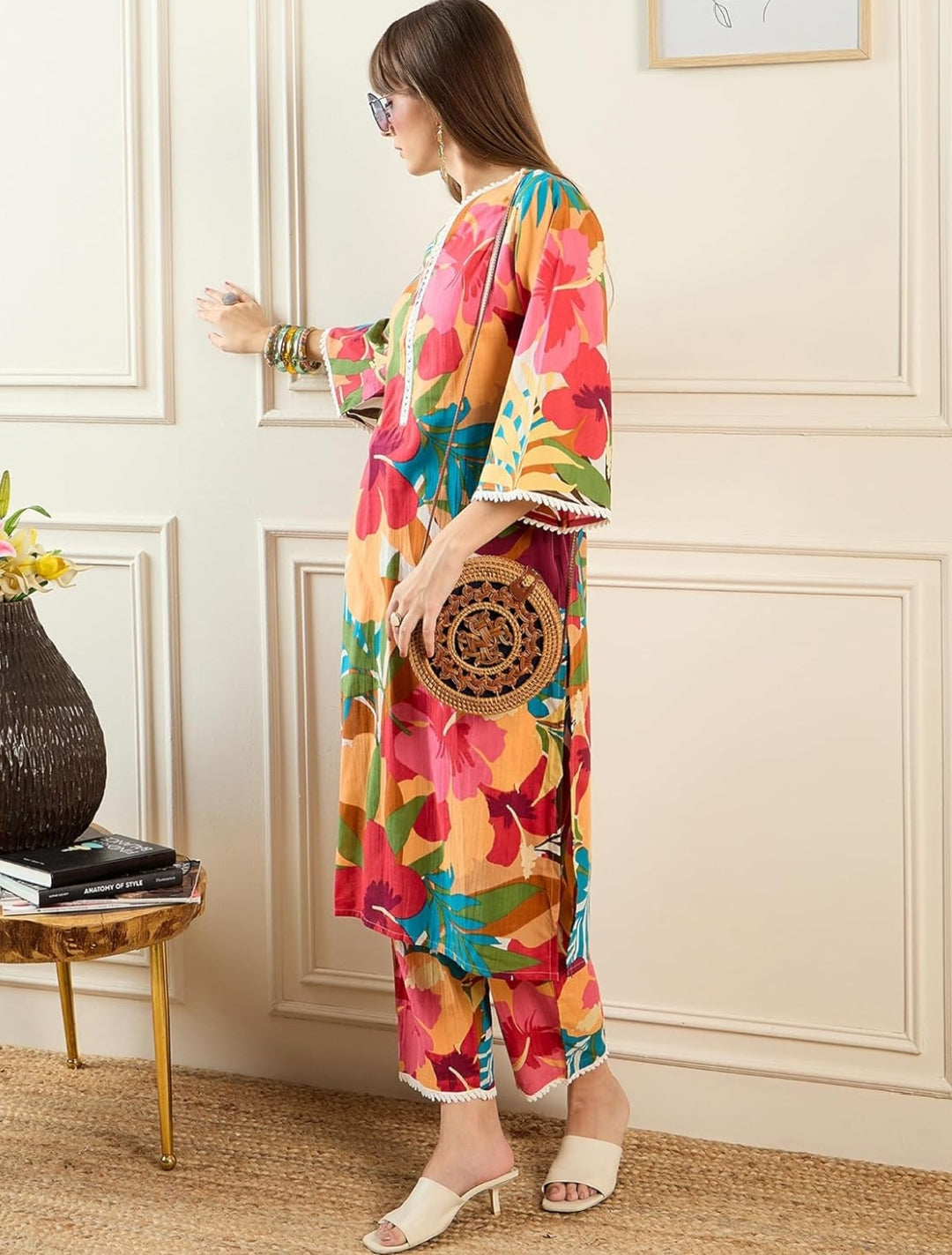 Women's Pure Cotton Printed Co-ord Set Colourful