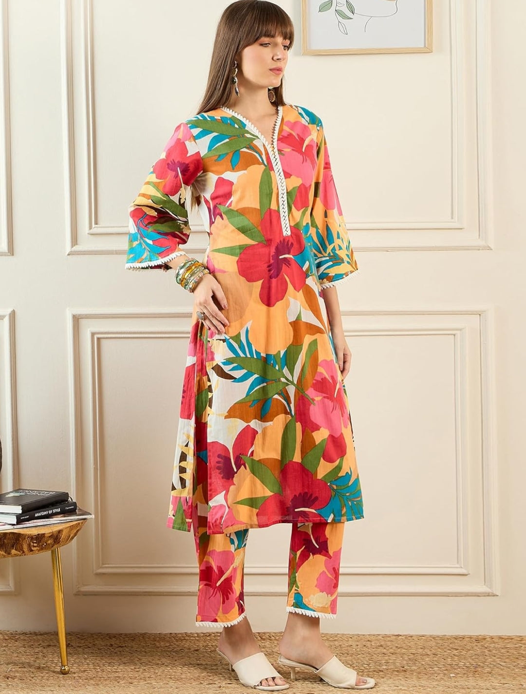 Women's Pure Cotton Printed Co-ord Set Colourful