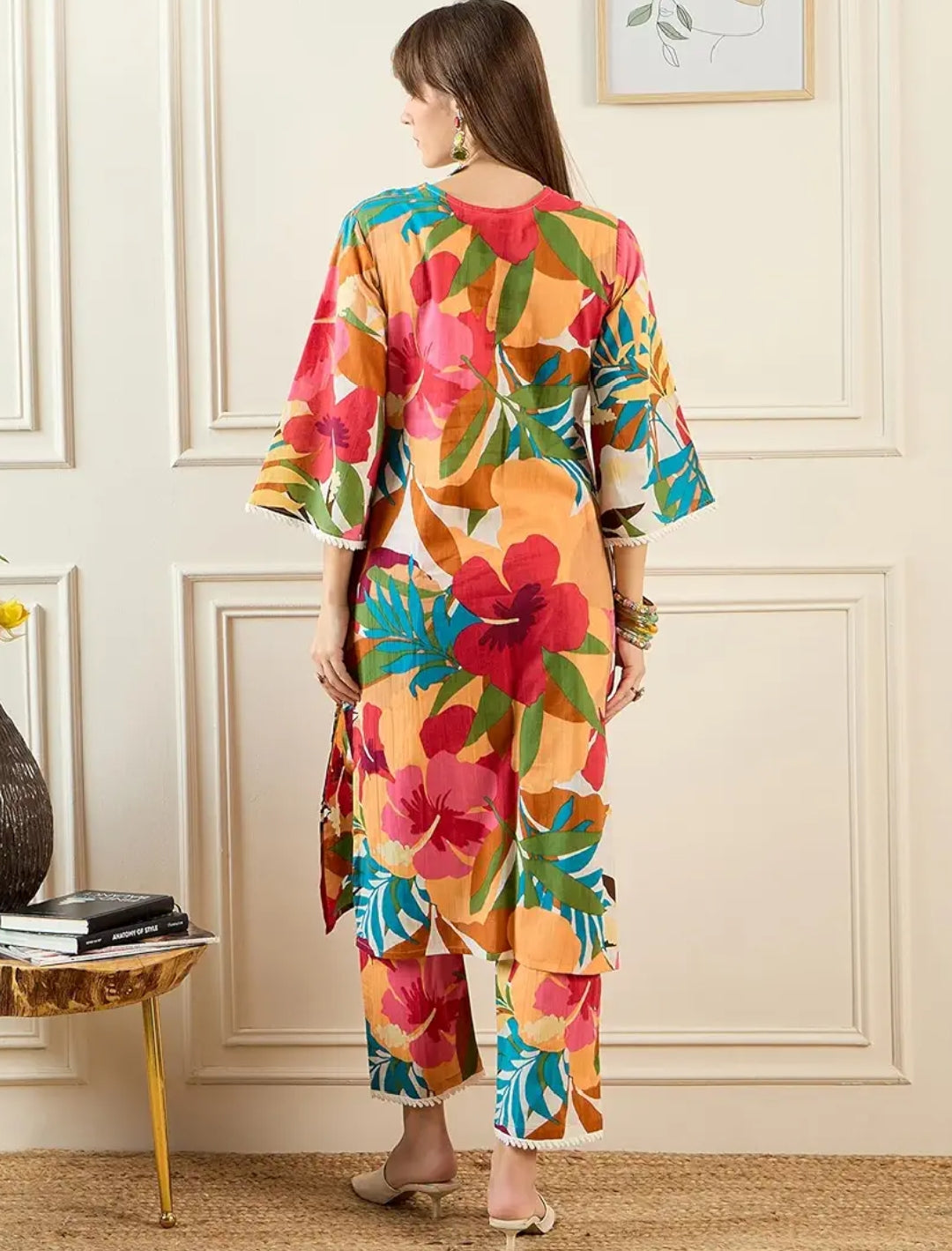 Women's Pure Cotton Printed Co-ord Set Colourful